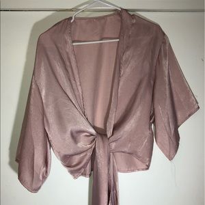 Pink tie front top
